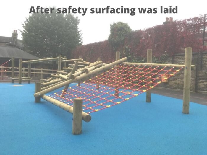 northwold playground net after safety surfacing was laid